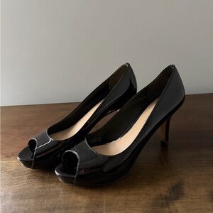Black Patent Peep-Toe - Women's Classic Heels